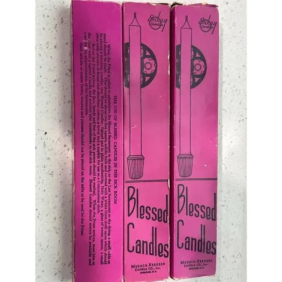 Vintage Set of 3 Boxes of Blessed Candles by Emkay Vintage NIB - Picture 2 of 3
